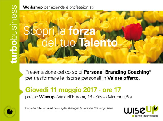 Corso di Personal Branding e Coaching nella sede di Wiseup Comunicazione 11 maggio 2017